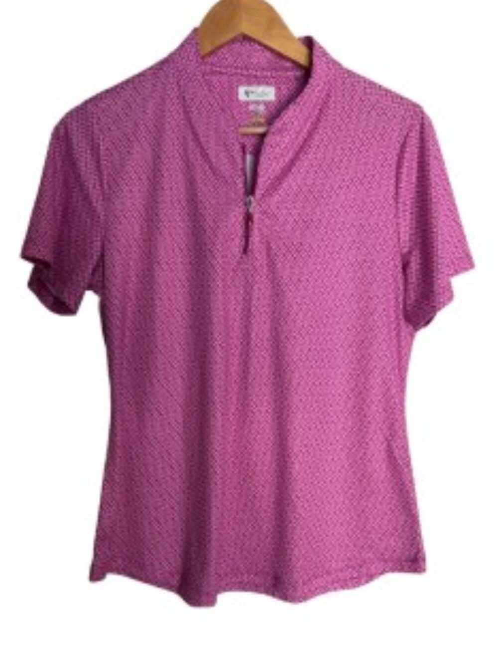 Greg Norman ML75 2Below Micro Paisley Zip Golf Polo in Velvet Berry Large